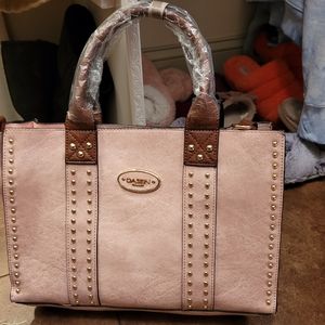 Dasen light pink leather purse